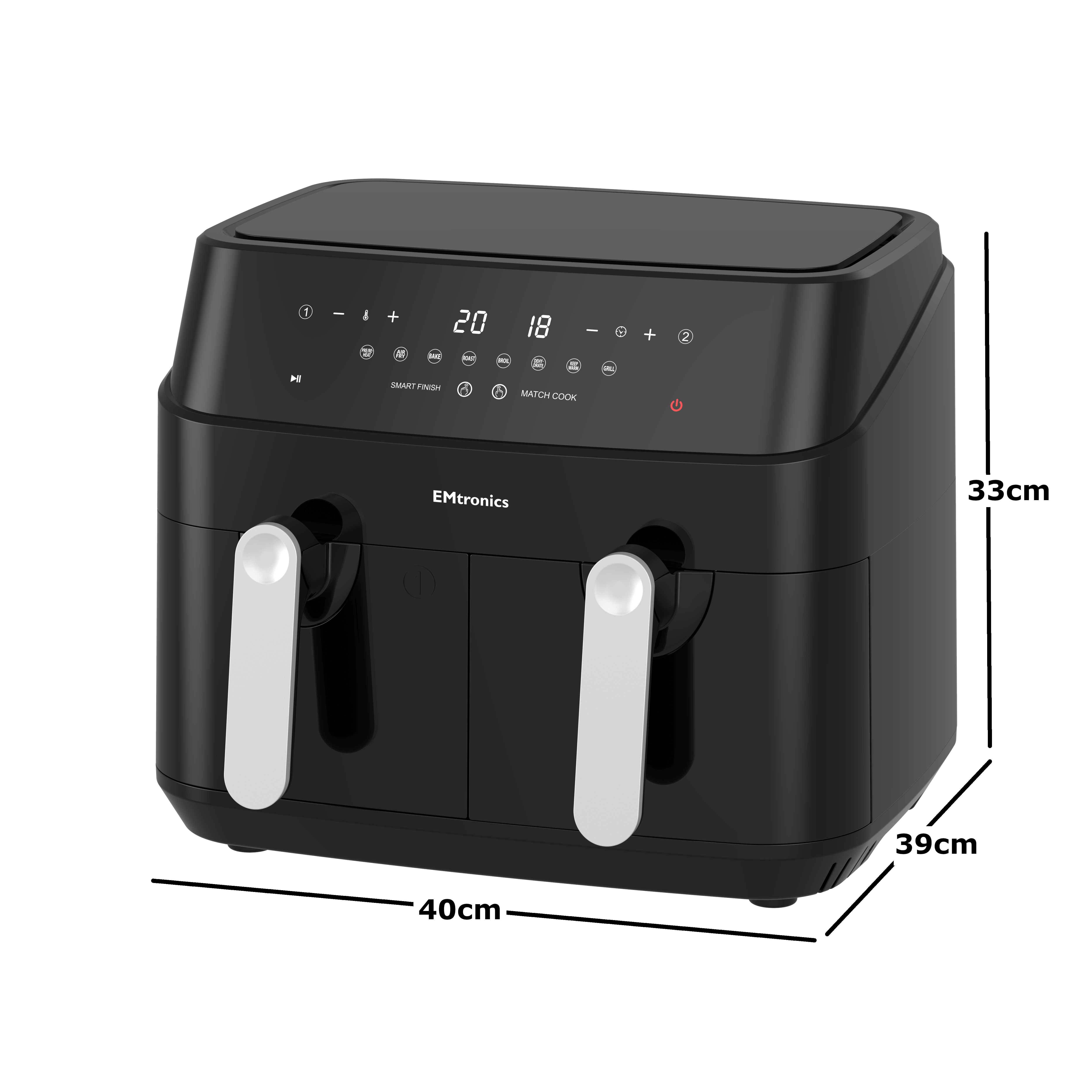 EMtronics 9 Litre Dual Basket Double Air Fryer - Picture 11 of 41