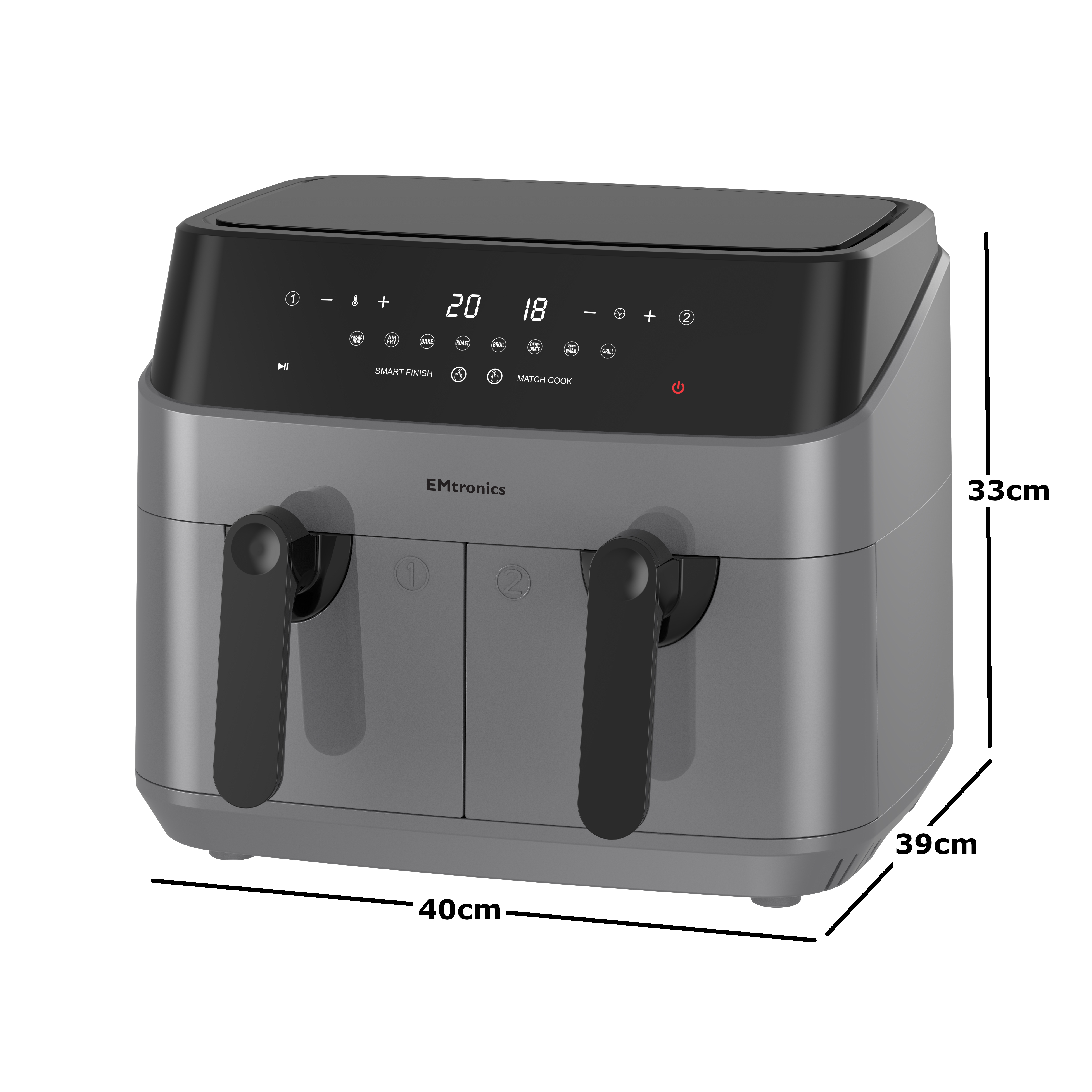 EMtronics 9 Litre Dual Basket Double Air Fryer - Picture 24 of 41