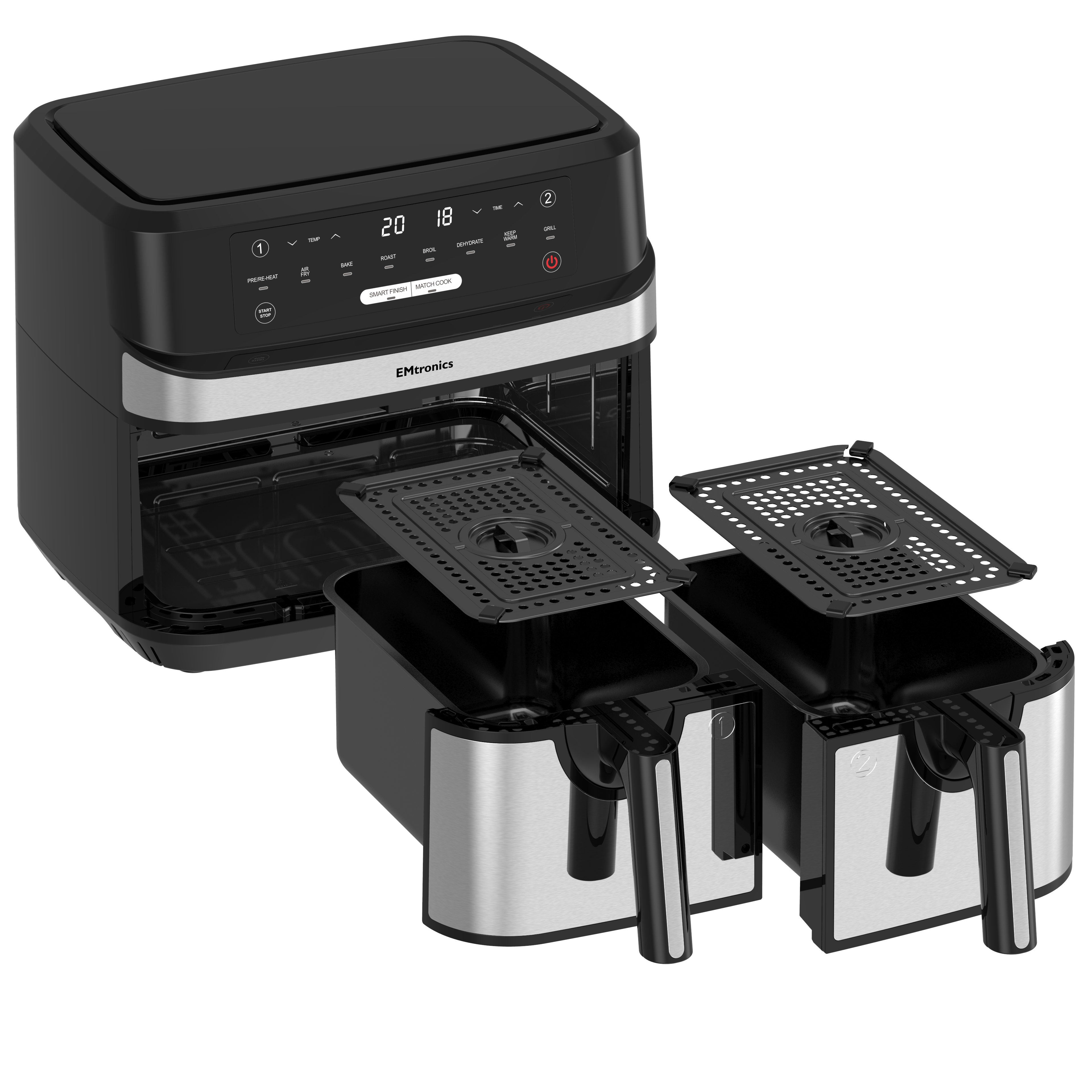EMtronics 9 Litre Dual Basket Double Air Fryer - Picture 32 of 41