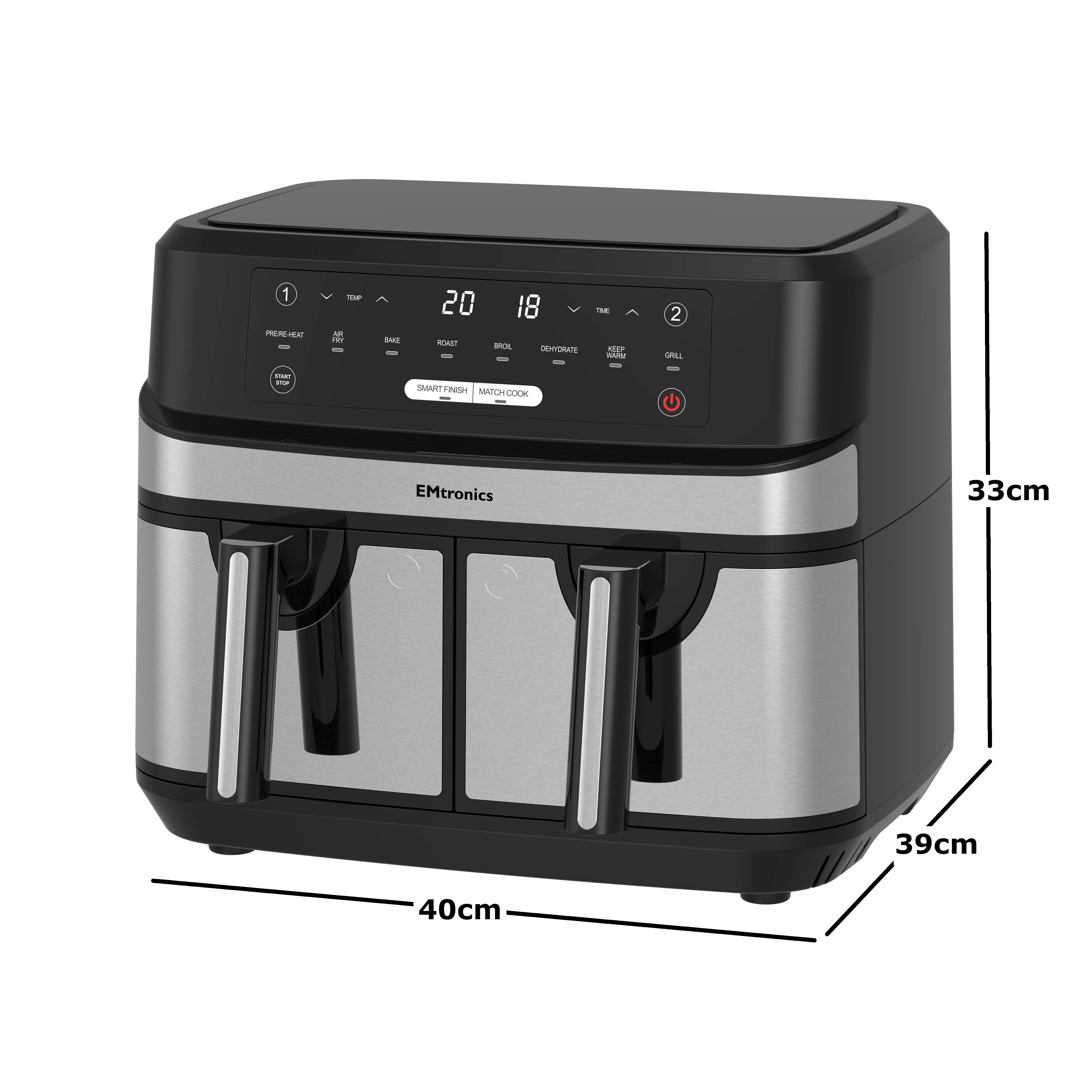 EMtronics 9 Litre Dual Basket Double Air Fryer - Picture 34 of 41