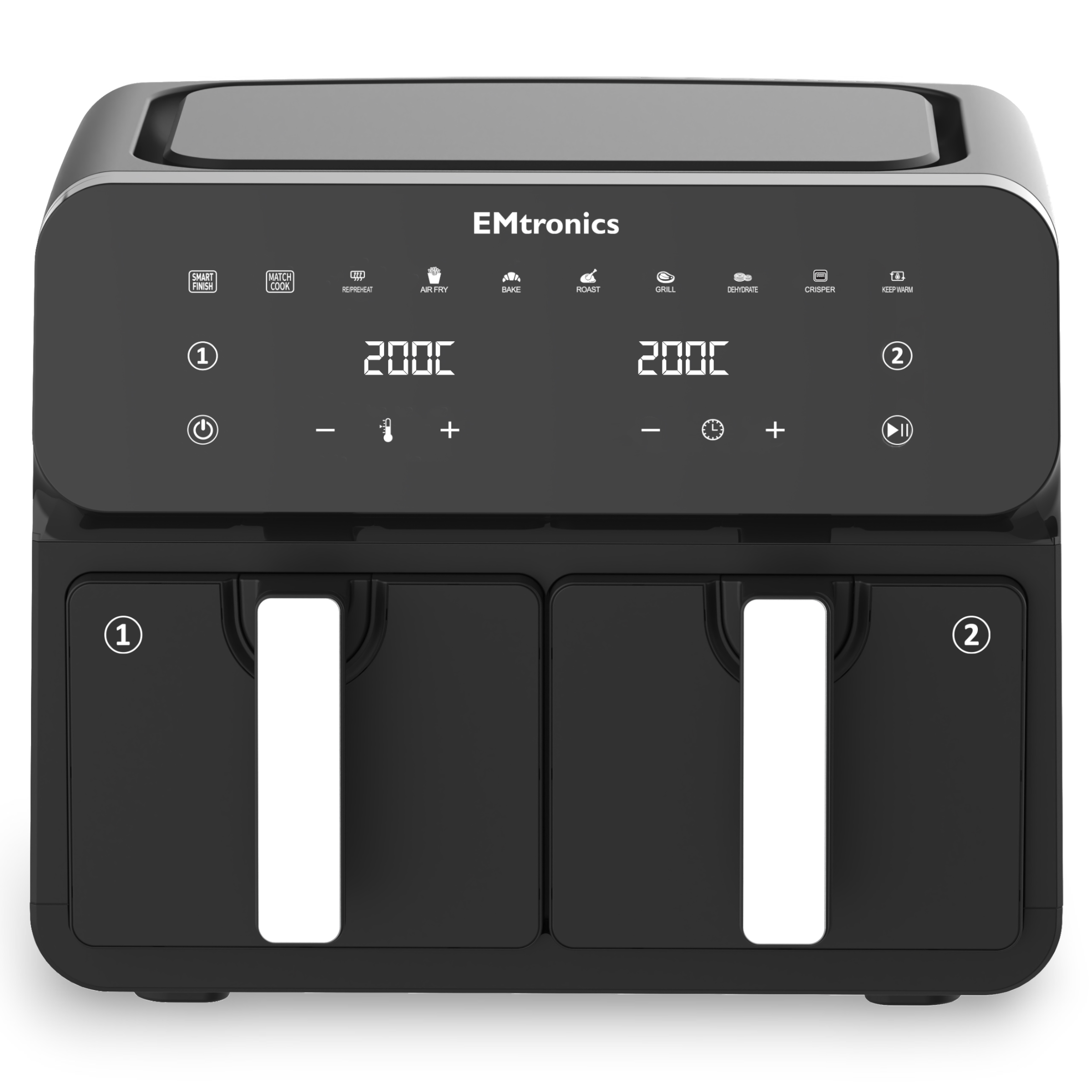 EMtronics Double Basket Air Fryer Dual Drawer 8 Litre - Various Colours