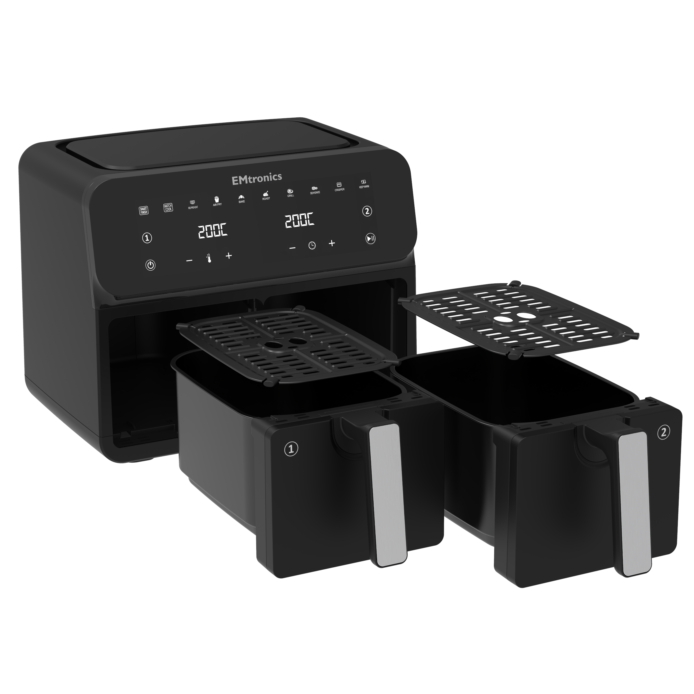 EMtronics Double Basket Air Fryer Dual Drawer 8 Litre - Various Colours - Produktbild 1