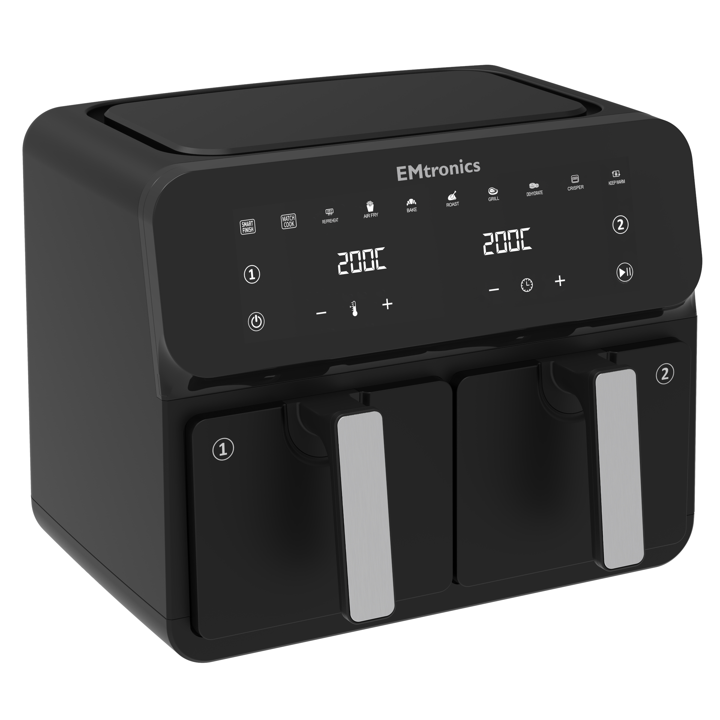 EMtronics Double Basket Air Fryer Dual Drawer 8 Litre - Various Colours - Produktbild 3